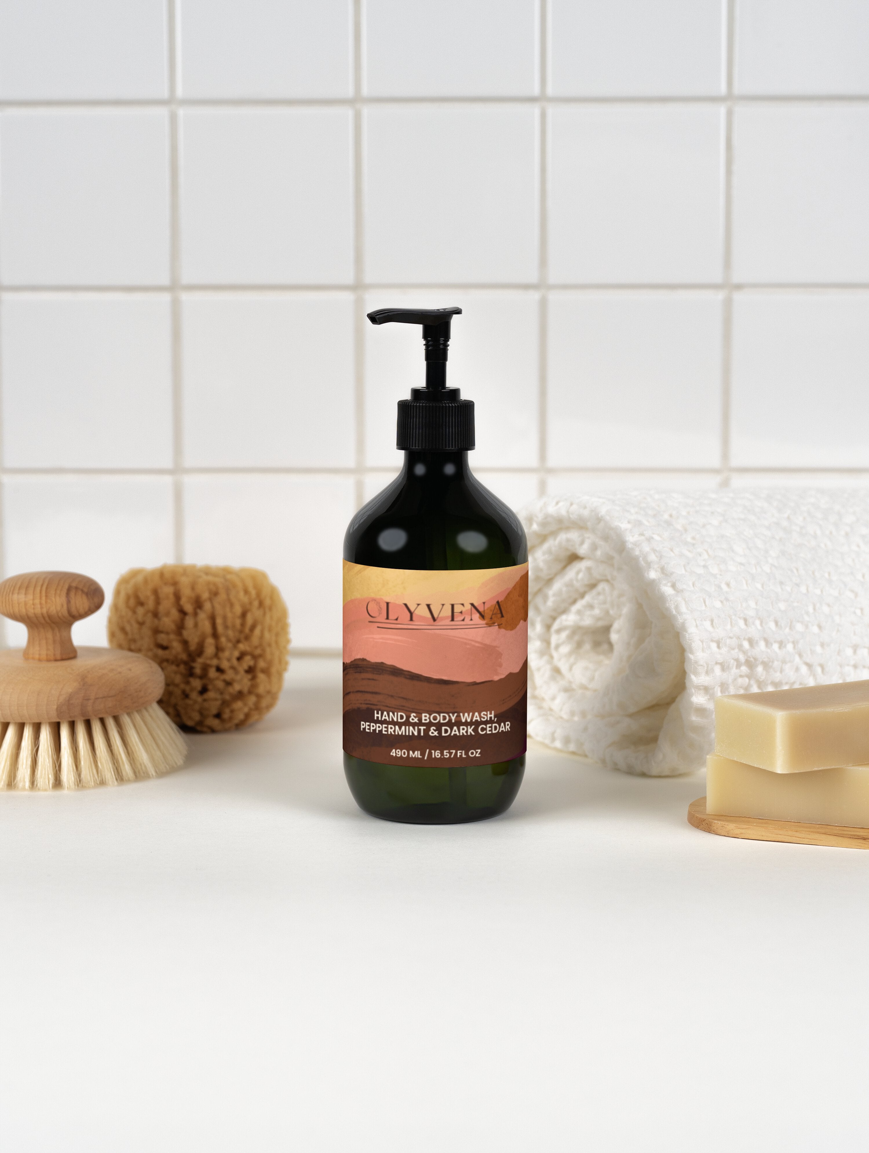 Hand & Body Wash, Peppermint & Dark Cedar